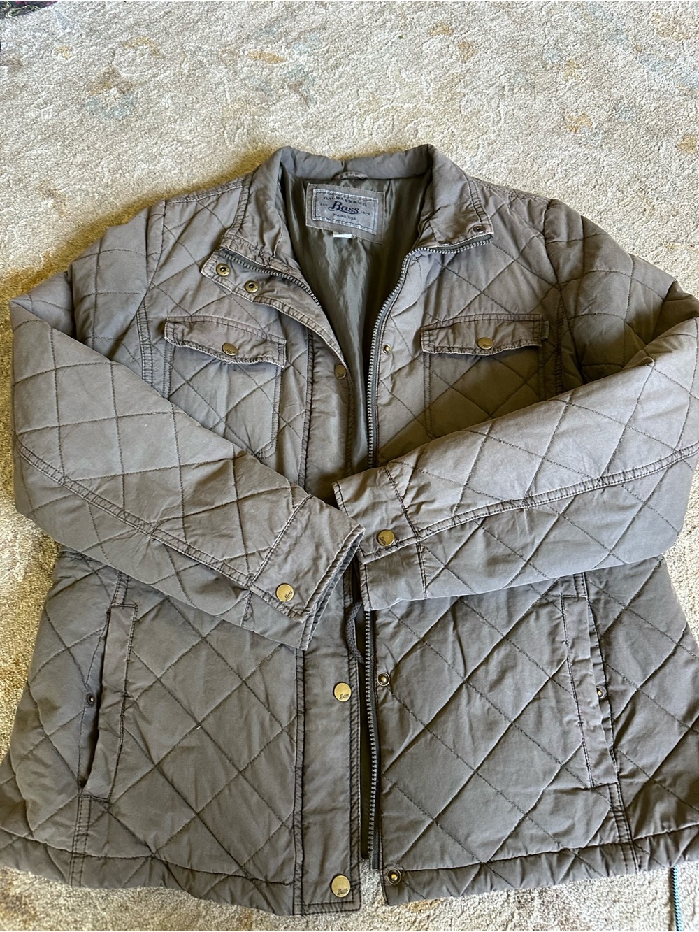 Bass Men’s Quilted Utility Jacket in Olive Gray